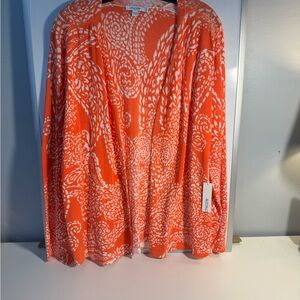 Chico's - NWT - Lightweght Orange and White Patterned Cardigan